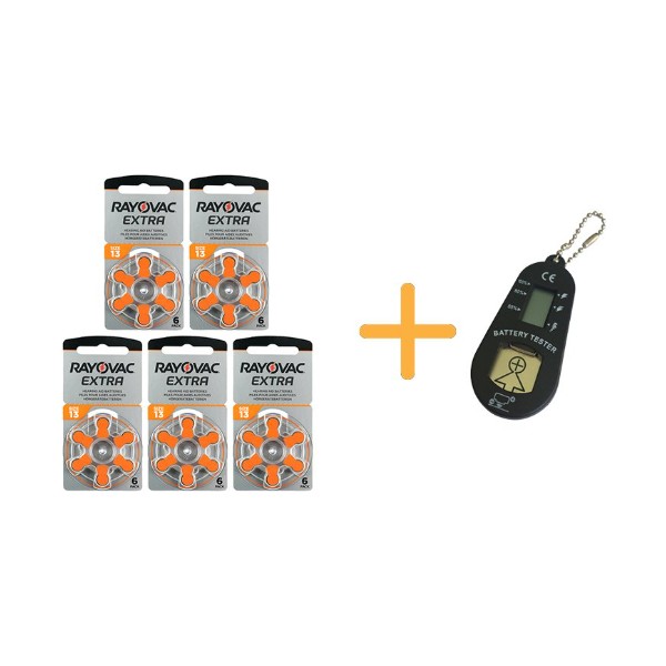 Rayovac Extra 13 Numara Işitme Cihazı Pili (5 Paket x 6 Adet = 30 Adet Pil) + Hediye Işitme Cihazı Pil Ölçer - 5'li Normal & Şarj Edilebilir Piller Fiyatı