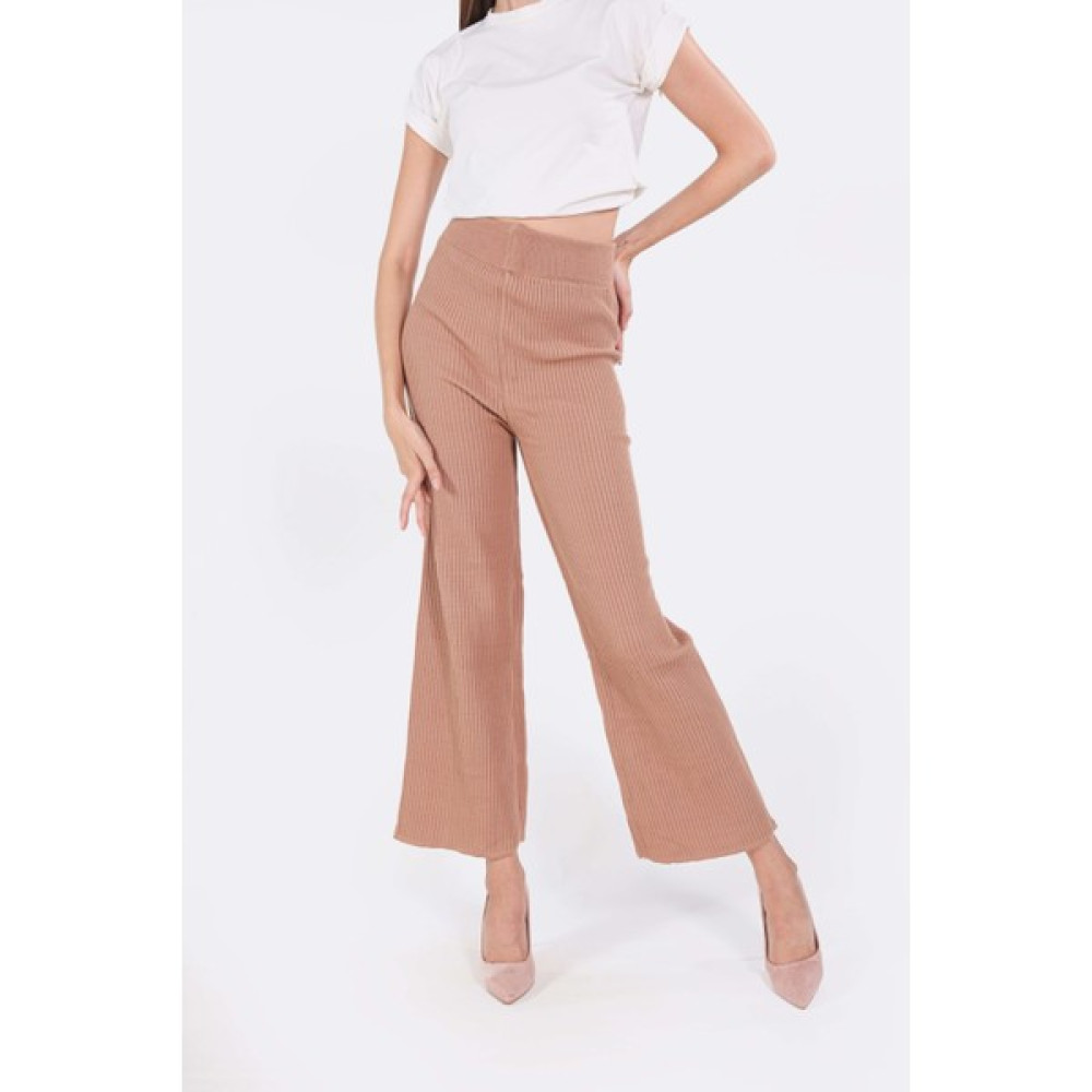 Rays 3028 Geniş Paça Triko Pantolon Camel Kadın Pantolon Fiyatı
