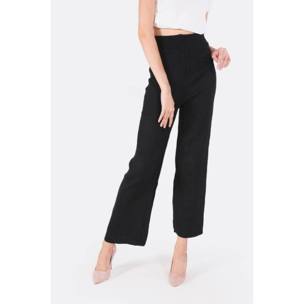 Rays 3028 Geniş Paça Triko Pantolon Siyah Kadın Pantolon Fiyatı