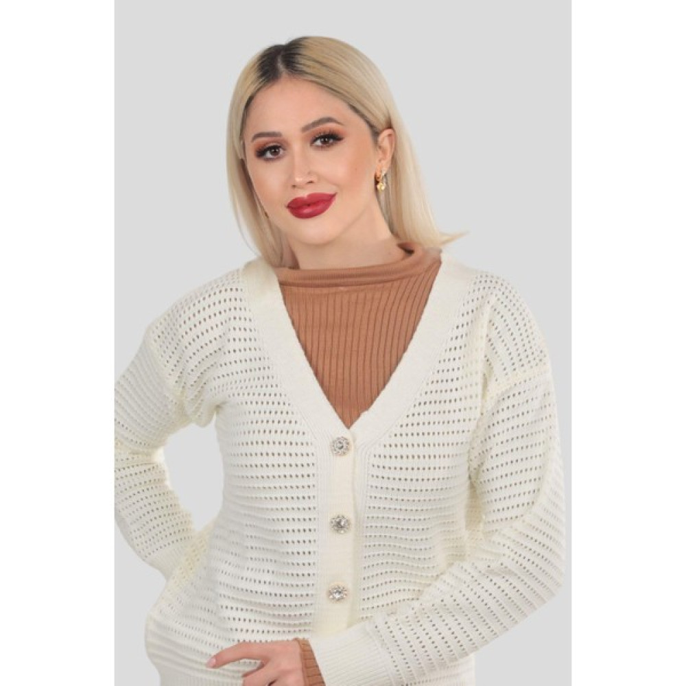 Rays 4355 Düğmeli Retro Hırka Kemik Kadın Hırka Fiyatı
