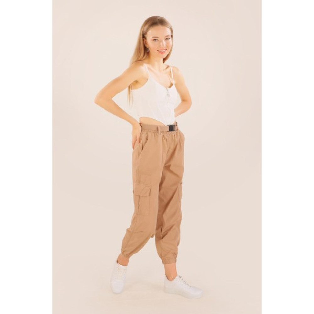 Rays 5031 Kemer Detay Paraşüt Pantolon Camel Kadın Pantolon Fiyatı