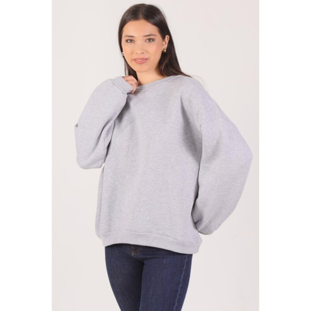 Rays 8138M Oversize Bisiklet Yaka Sweat Gri Bayan Sweatshirt Fiyatı