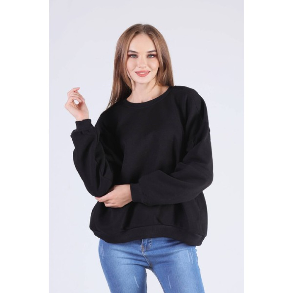 Rays 8138M Oversize Bisiklet Yaka Sweat Siyah Bayan Sweatshirt Fiyatı