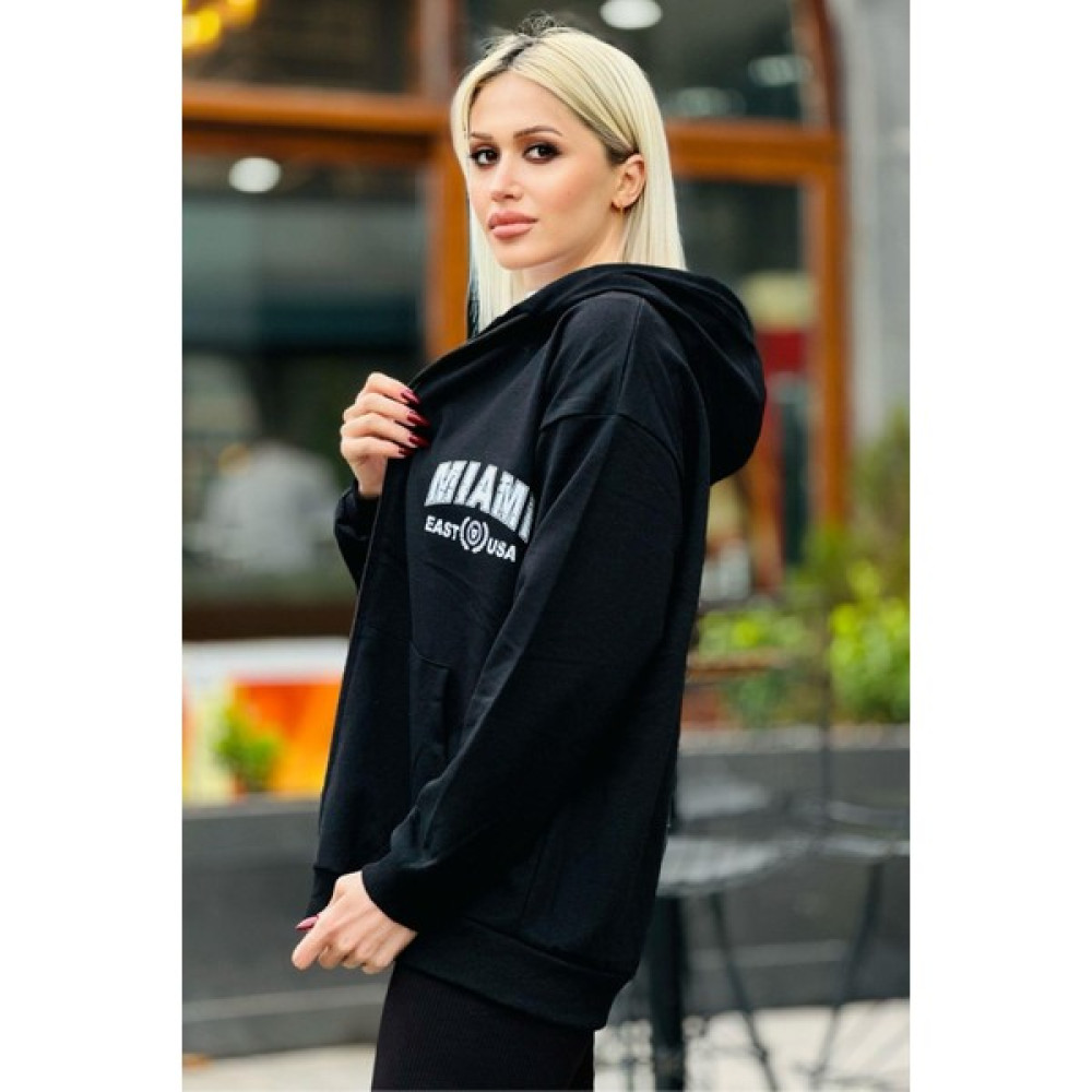 Rays 8637 Miami Baskılı Sweat Siyah Bayan Sweatshirt Fiyatı