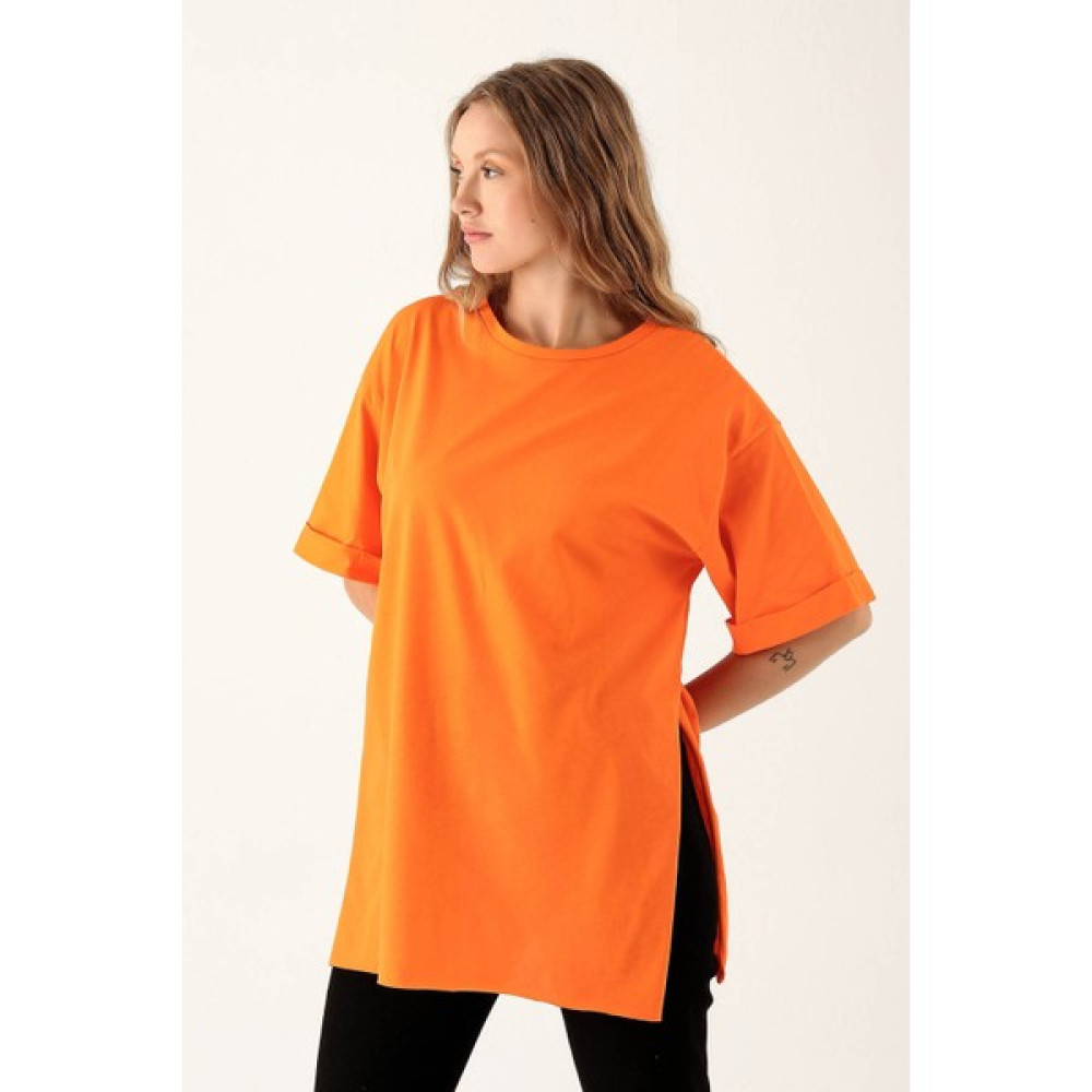Rays 9000M Yan Yırtmaç Dubble Kol Tişört Orange Bayan T-shirt Fiyatı