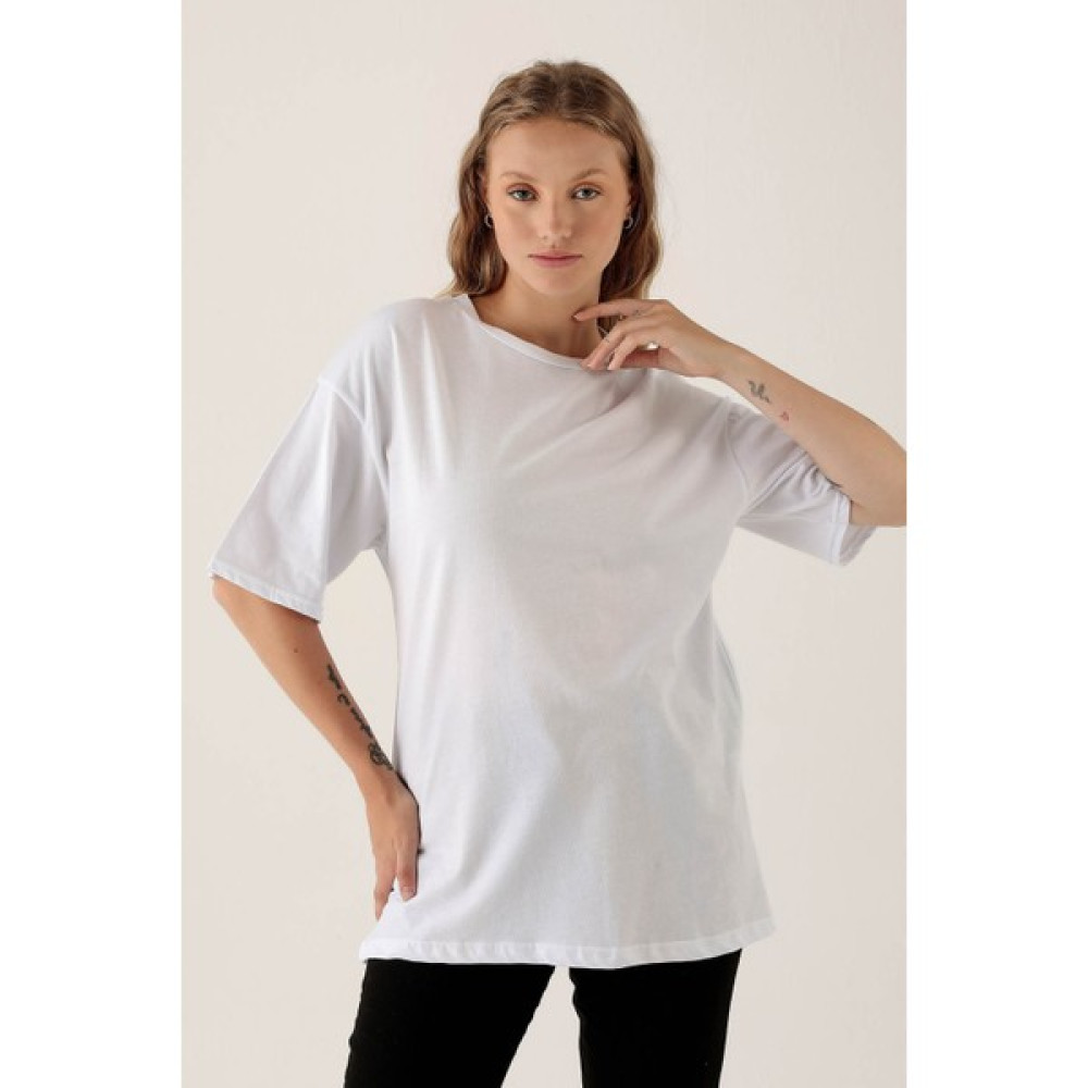 Rays 9001M Bisiklet Yaka Oversize Tişört Beyaz Bayan T-shirt Fiyatı