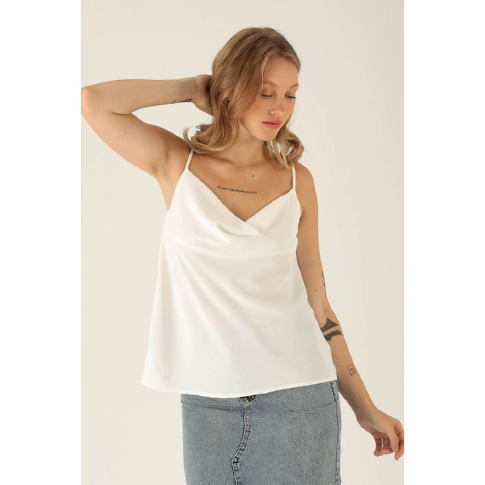 Rays Askılı Degaje Yaka Bluz - 947 Beyaz Bluz Fiyatı