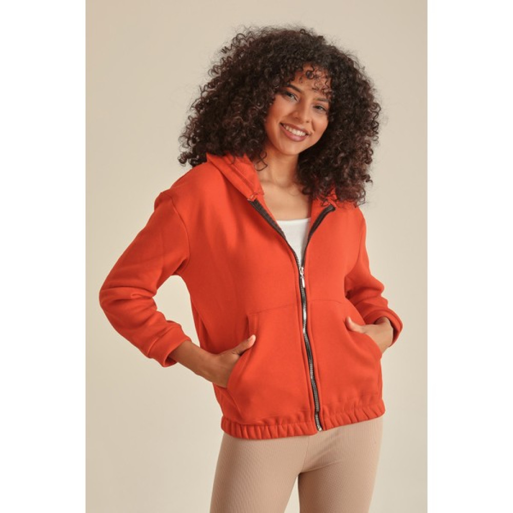 Rays Oversize Fermuarlı Sweat Orange Bayan Sweatshirt Fiyatı