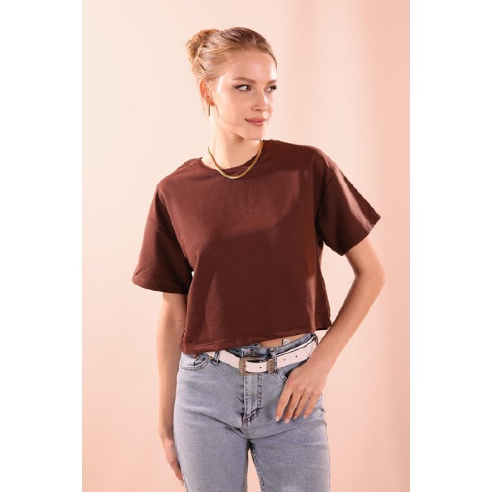 Rays Oversize Kısa - 9408 Acı Kahve Bayan T-shirt Fiyatı
