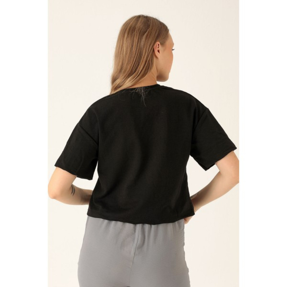 Rays Oversize Kısa Tişört 9408 Siyah Bayan T-shirt Fiyatı
