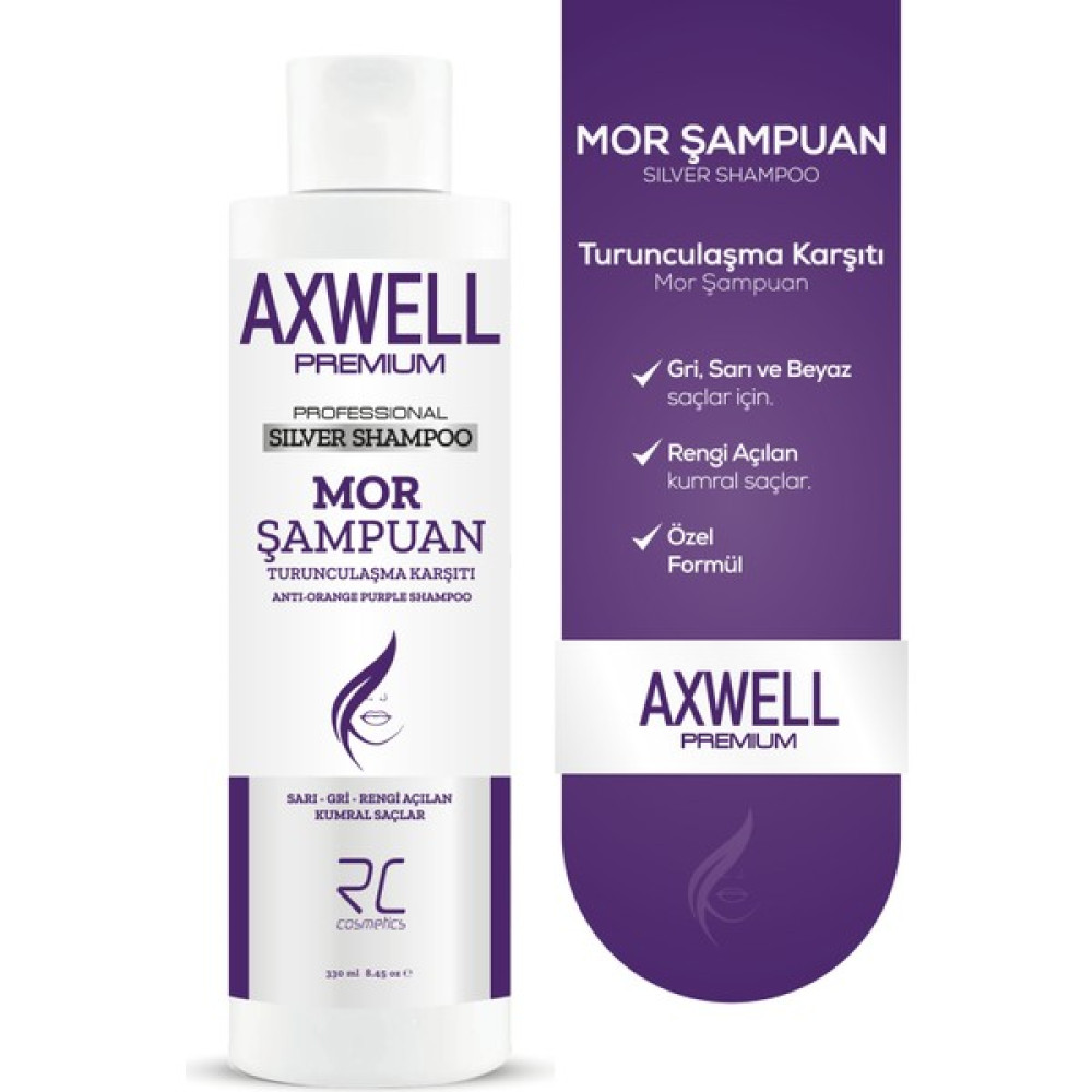 RC Cosmetic Axwell Premium Professionel Silver Shampoo (Turunculaşma Karşıtı Mor Şampuan) 330ml Şampuan ve Saç Kremi Fiyatı