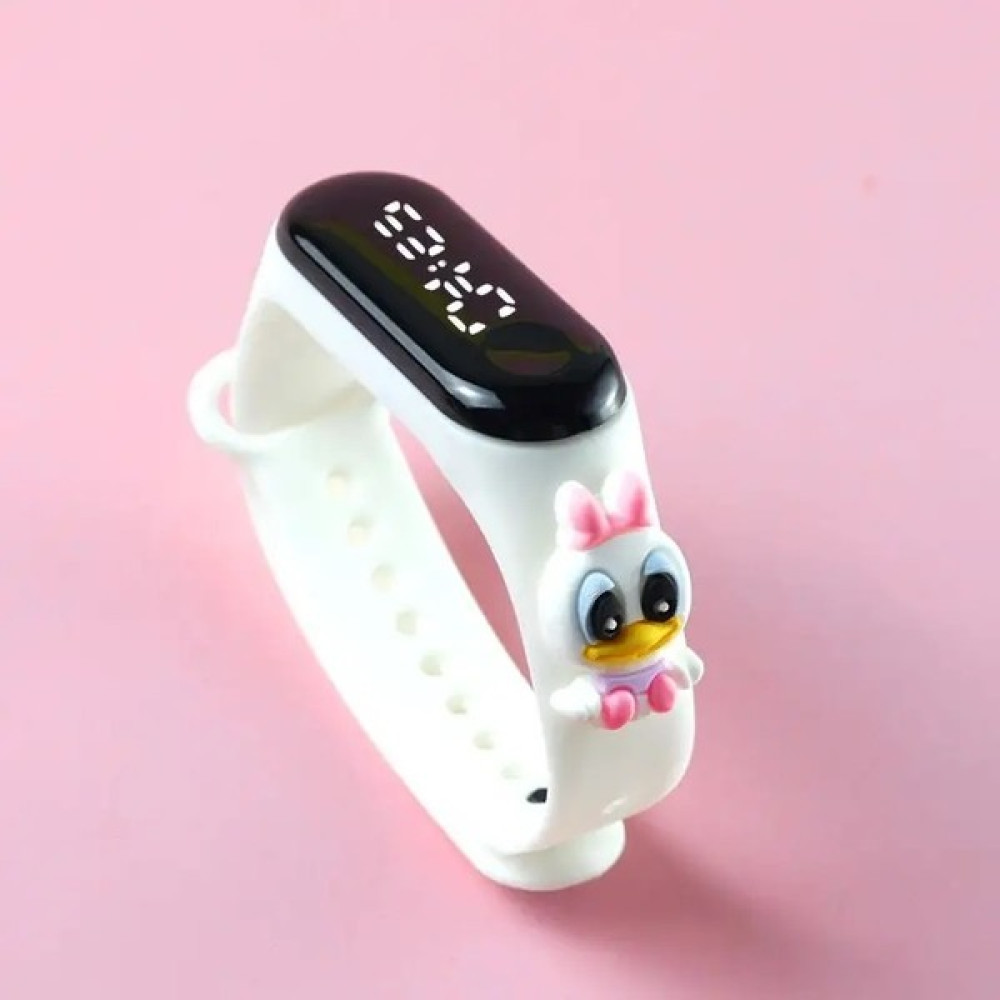 RCD Disney Daisy Duck Figürlü Çocuk Erkek-Kız LED Moda Spor Silikon Bilezik Su Geçirmez Dijital Saatler - Beyaz Kol Saatleri Fiyatı