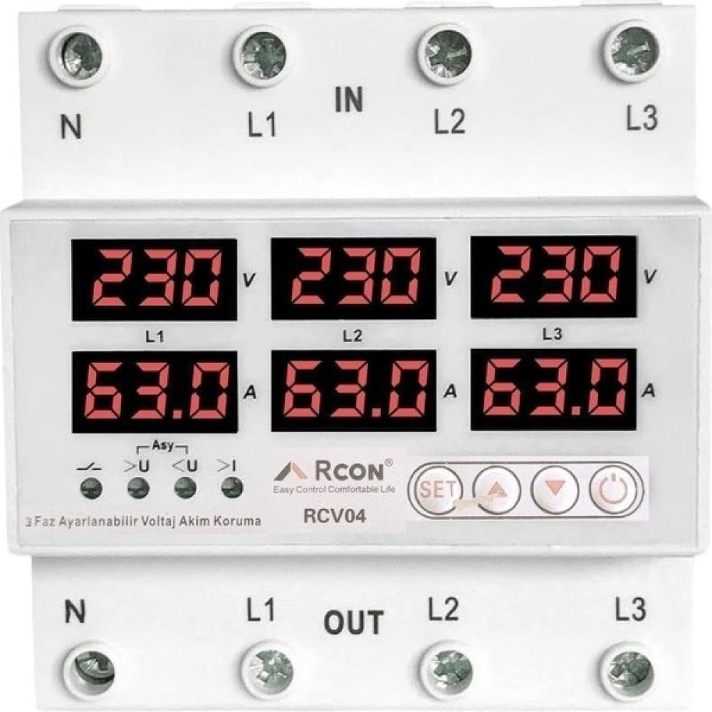 Rcon Rcv 04 Ray Tipi Trifaze Akım Koruyucu Voltaj Koruyucu 63 A Sigorta Yedek Parça - Elektrikli El Aletleri Fiyatı
