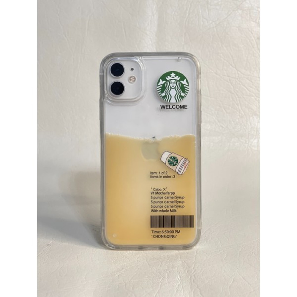 RCS Store iPhone 12 Pro Max Starbucks Temalı Sulu Silikon Kılıf - Bej Cep Telefonu Kılıfı Fiyatı