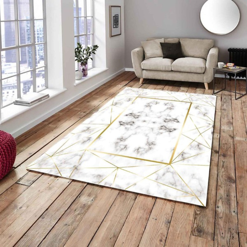 RD Ekoavm Ideal Kadife 4 M2 ve 6 M2 Seçenekli Lastikli Halı Örtüsü 208 - Krem - Gold - 160 x 230 cm Salon & Oturma Odası Tekstili Fiyatı