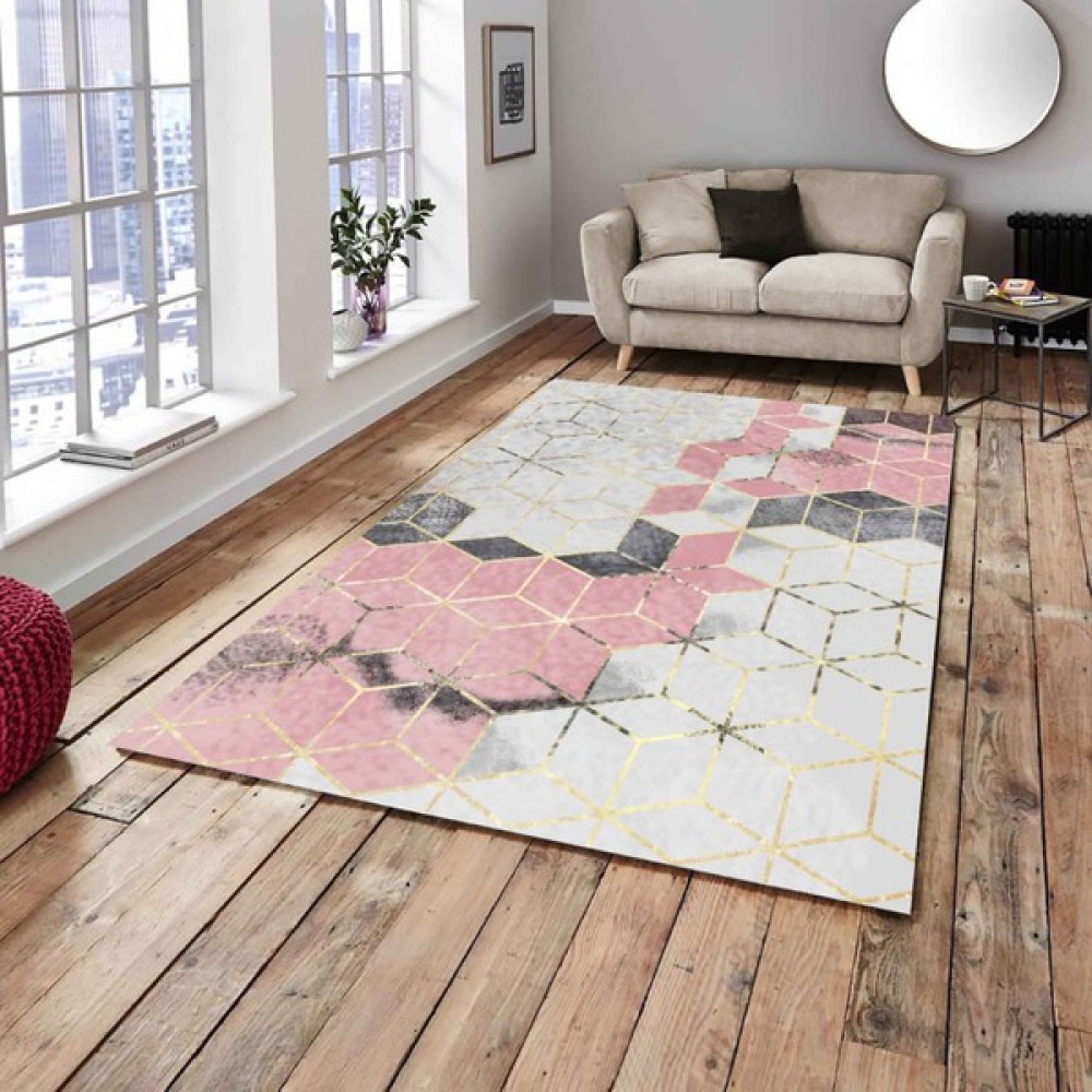 RD Ekoavm Ideal Kadife 4 M2 ve 6 M2 Seçenekli Lastikli Halı Örtüsü 320 - Bej - Pembe - Krem - 160 x 230 cm Salon & Oturma Odası Tekstili Fiyatı