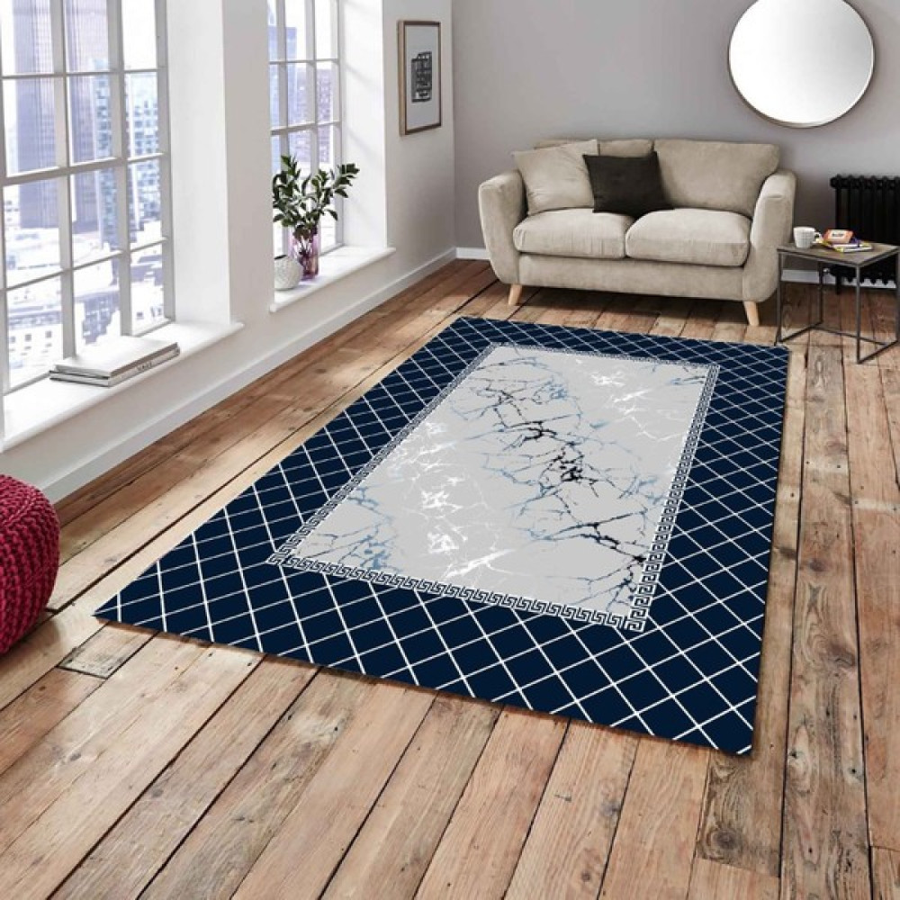 RD Ekoavm İdeal Kadife Lastikli Halı Örtüsü 339 - Gri - Lacivert - 200 x 300 cm Salon & Oturma Odası Tekstili Fiyatı