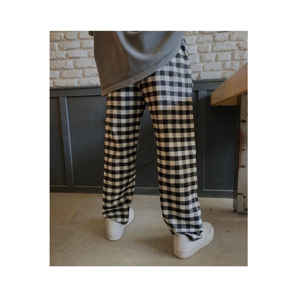 RE7EDİ Harajuku Kare Desenli Unisex Pijama Eşofman L Beden Kadın Pijama Fiyatı
