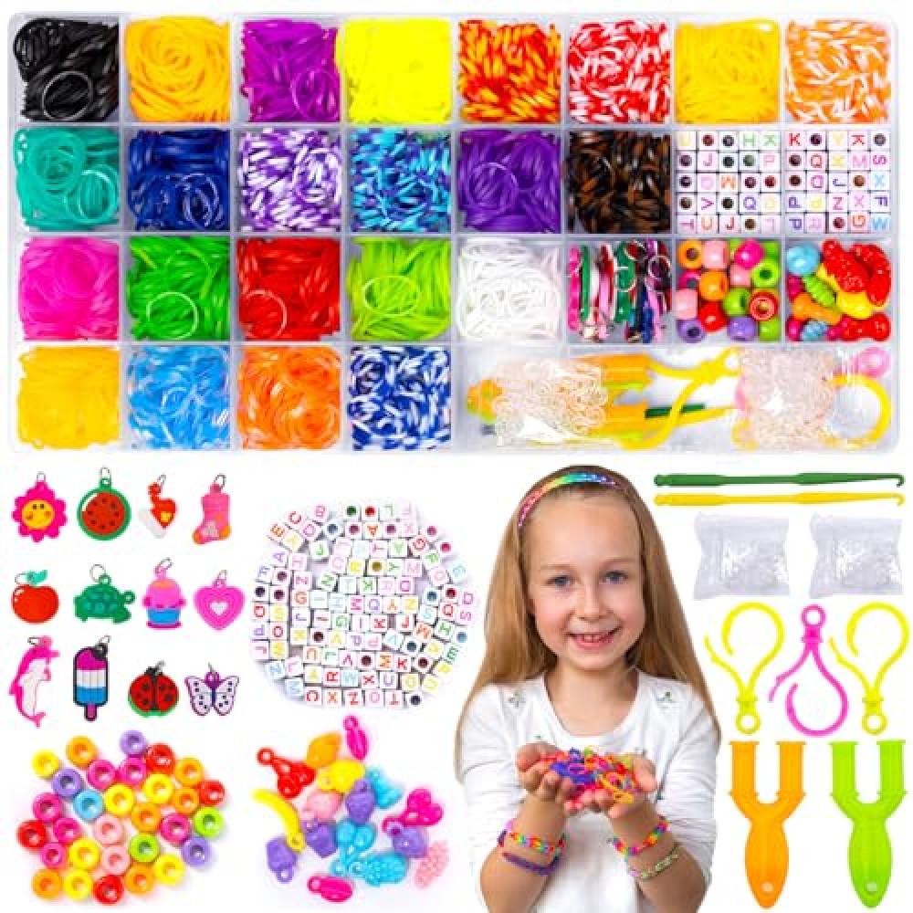 Reaeon Bracelet Making Kit, Medium, 1500pcs Colorful Rubber Bands, 23 Colors, Loom Bracelet Making DIY Crafting for Boys Girls