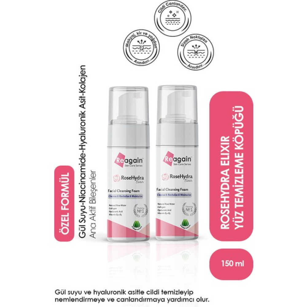Reagain RoseHydra Elixir Yüz Temizleme Köpüğü 2’li Avantajlı Paket 150+150 ML Oto Boyaları Fiyatı