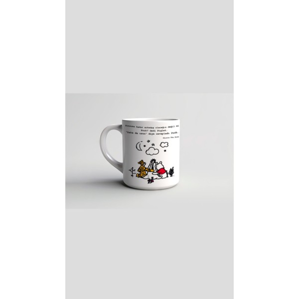 Real Dreams Collection Winnie The Pooh Kabartma Baskılı Kupa Bardak,hediye,kahve Bardağı,süpriz Hediye - Beyaz - 300 ml Fincan / Bardak / Kahve Takımı Fiyatı