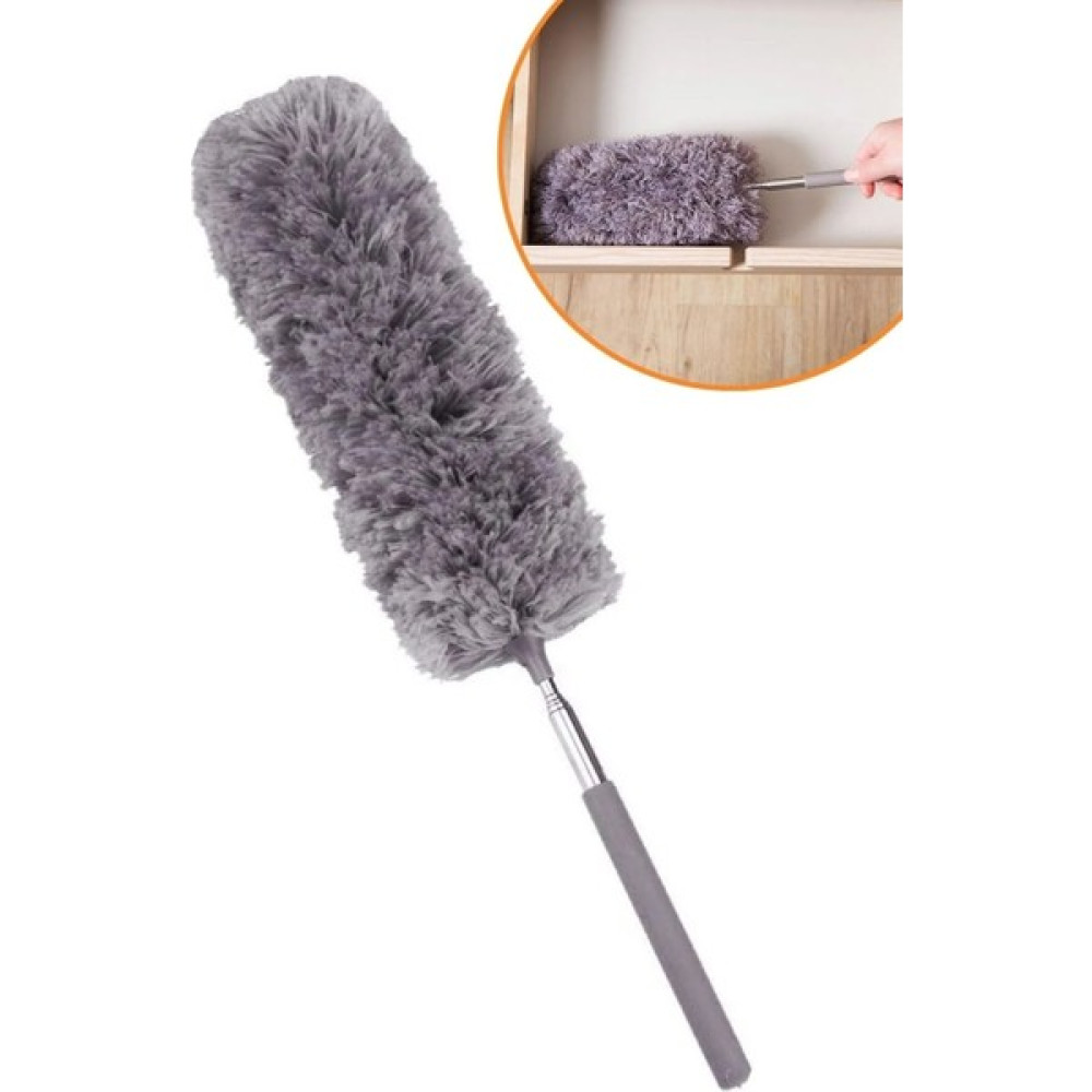 Real West 140 cm Teleskopik Uzatılabilir Mikrofiber Yumuşak Başlıklı Gri Toz Alma Fırçası Toz Püskülü - Açık Gri Temizlik Malzemeleri Fiyatı