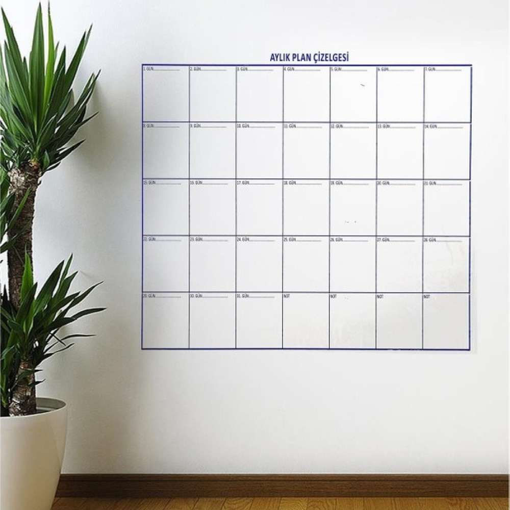 Real West Aylık Planlayıcı Manyetik Duvar Stickerı Takvim Plan Çizelgesi 100 x 110 cm Duvar Stickerı Fiyatı