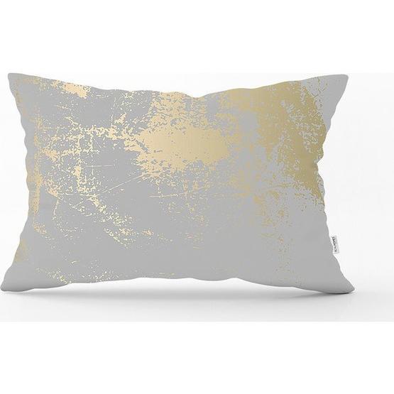 RealHomes 35x55 cm Renkli Pastel Zemin Geometrik Desenli Gold Detaylı Dijital Baskılı Modern Dikdörtgen Kırlent Kılıfı