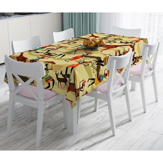 RealHomes Etnik Afrikan Desenli Özel Tasarım Leke Tutmaz 120x140 cm Masa Örtüsü