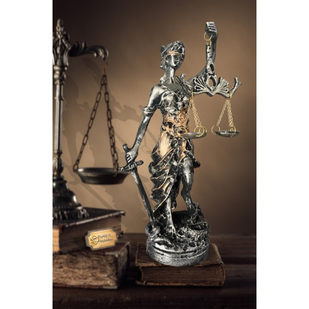 Realistic of Art Museum Heykel Biblo Adalet Terazisi Themis 20 Cm. Antik Gümüş & Antik Gold Biblo Fiyatı