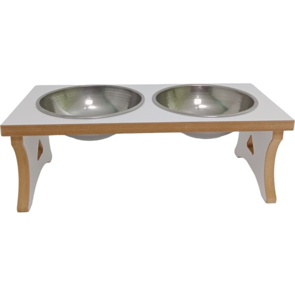 RealWood Ahşap Çelik Kaseli Küçük/orta/büyük Irk Köpek Mama-Su Kabı Stantı - Beyaz Evcil Hayvan Ürünleri Fiyatı