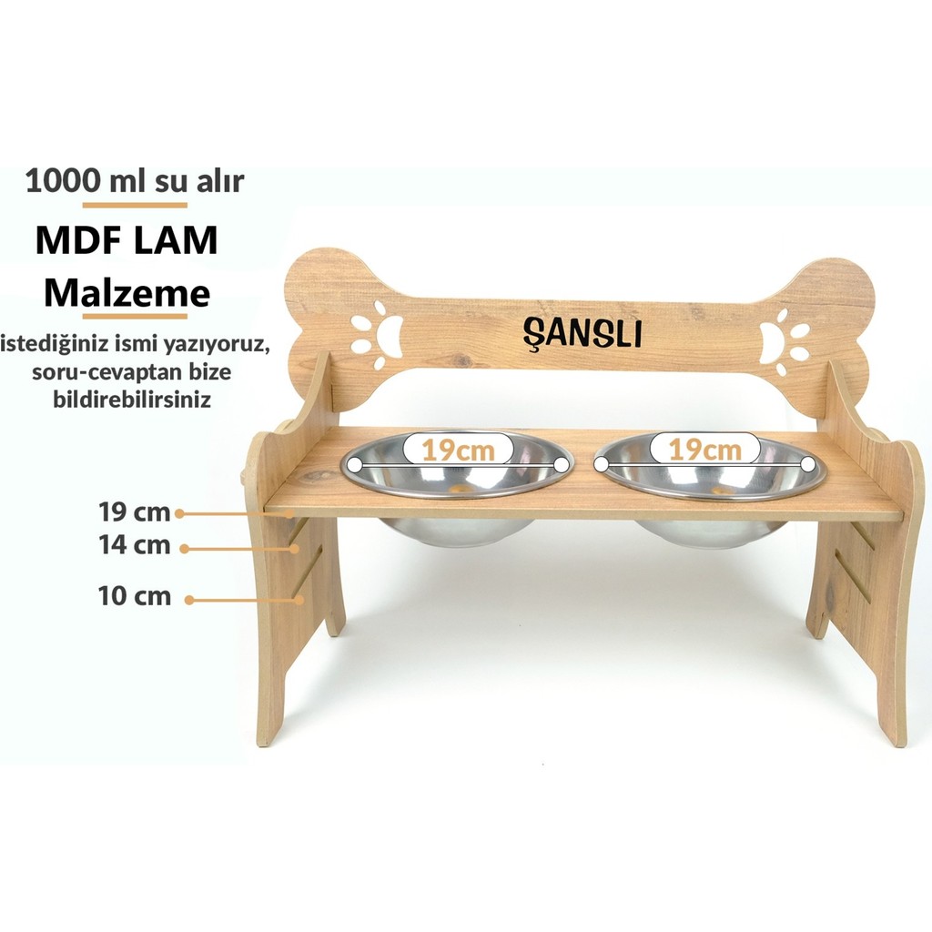 RealWood Özel Isim Baskılı, Ahşap, Kademeli, Çelik Kaseli, Eğimli, Küçük/orta/büyük Irk Köpek Mama - Su Kabı Standı Evcil Hayvan Ürünleri Fiyatı