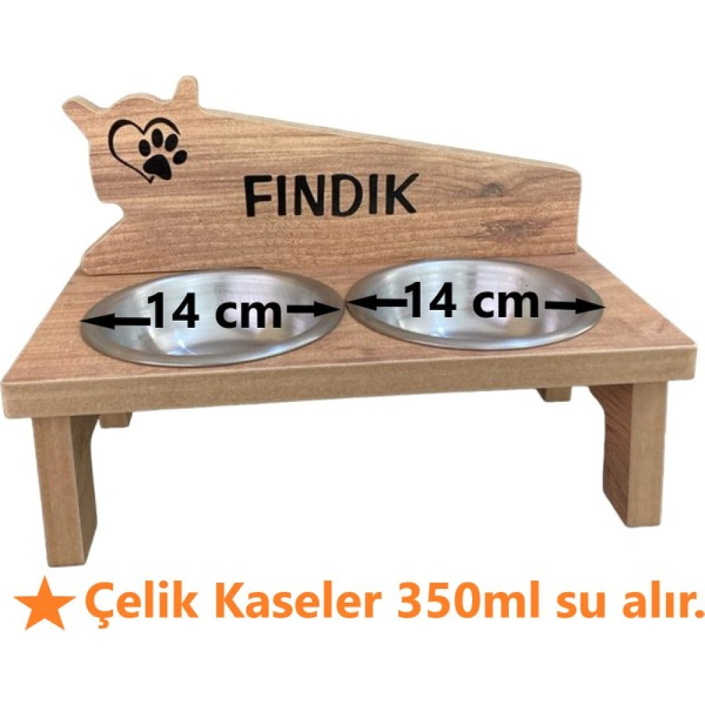 RealWood Özel İsim Baskılı Ahşap Kedi-Köpek Mama ve Su Kabı Standı Evcil Hayvan Ürünleri Fiyatı