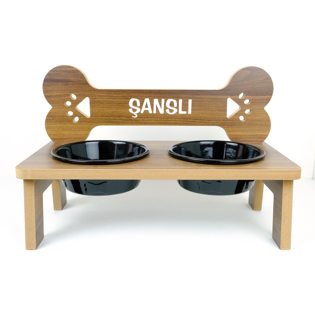 RealWood Özel İsimli Seramik Kaseli Büyük Irk Köpek Mama ve Su Kabı Standı-2*1000 ml. Evcil Hayvan Ürünleri Fiyatı