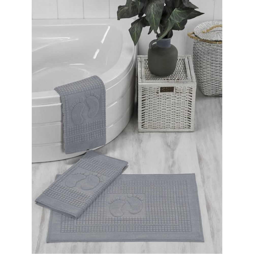 Rebeka Ayak Havlusu-Paspas Banyo Seti - 50 x 70 cm - Gri Ayak Havlusu Fiyatı