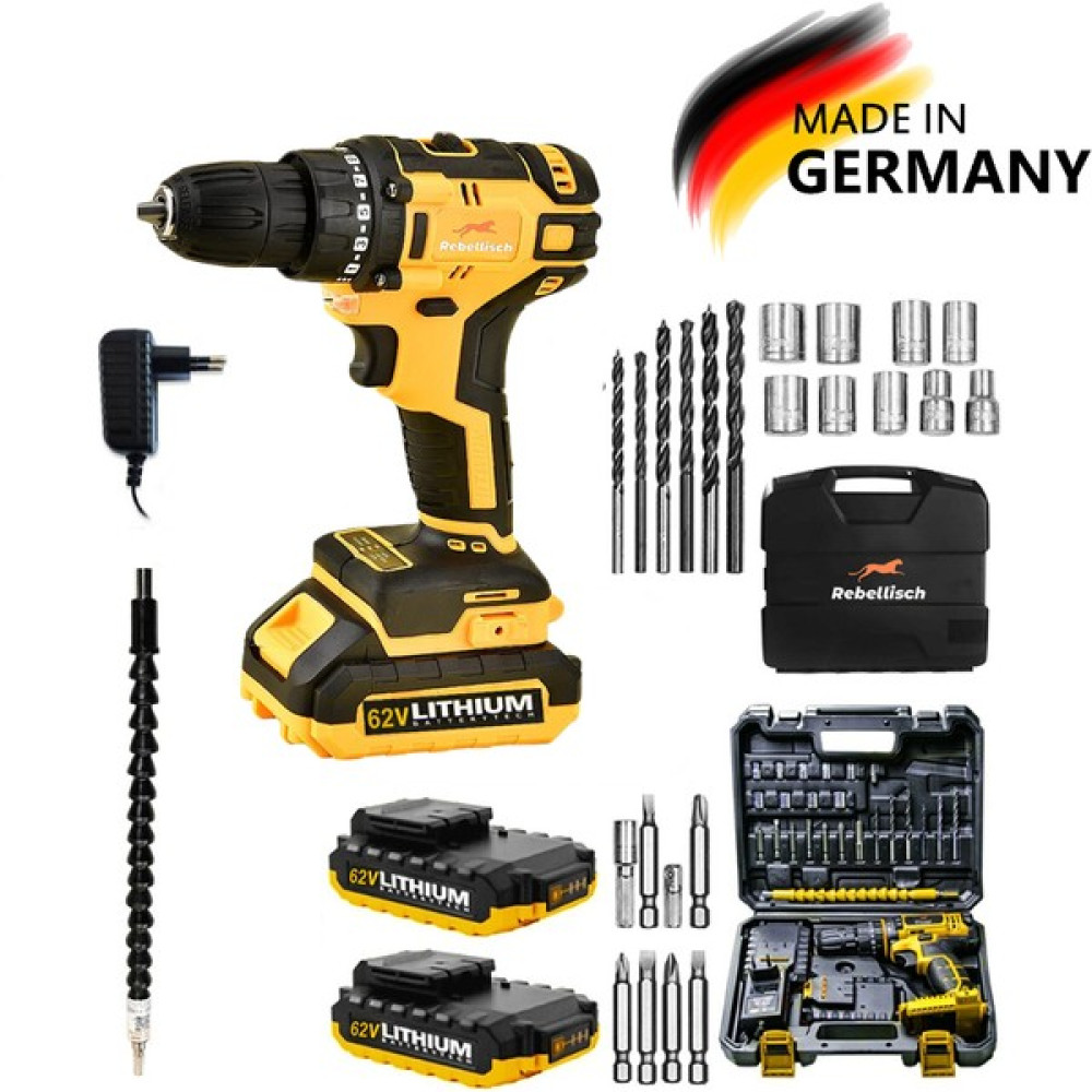 Rebellisch Germany 62 V 10 Ah Unlimited Excellence Series Darbeli Metal Şanzıman Çift Akülü Vidalama Matkap + 27 Parça Setli Elektrikli El Aletleri Fiyatı