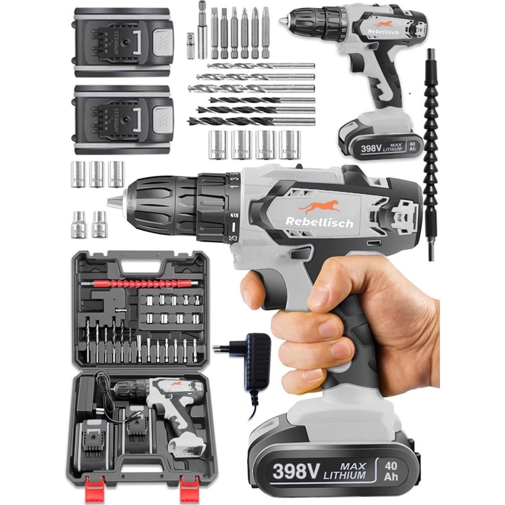 Rebellisch Germany Perfectionist Series Darbeli Metal Şanzıman Çift Akülü Vidalama Matkap + 27 Parça Setli Matkaplar Fiyatı