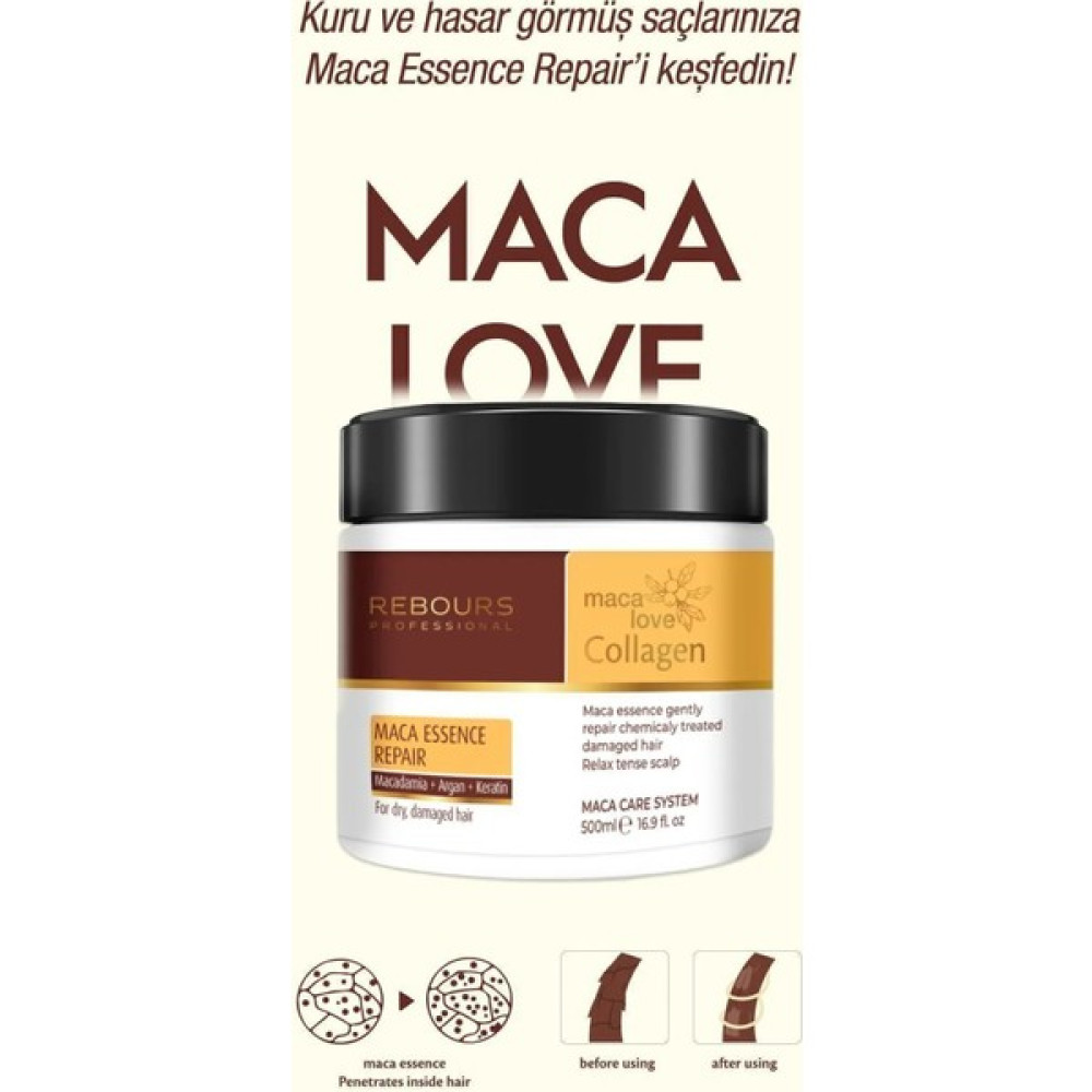 Rebours Maca Love Hair Repair Argan Keratin Collagen Onarıcı Saç Maskesi - 500ML Şampuan ve Saç Kremi Fiyatı
