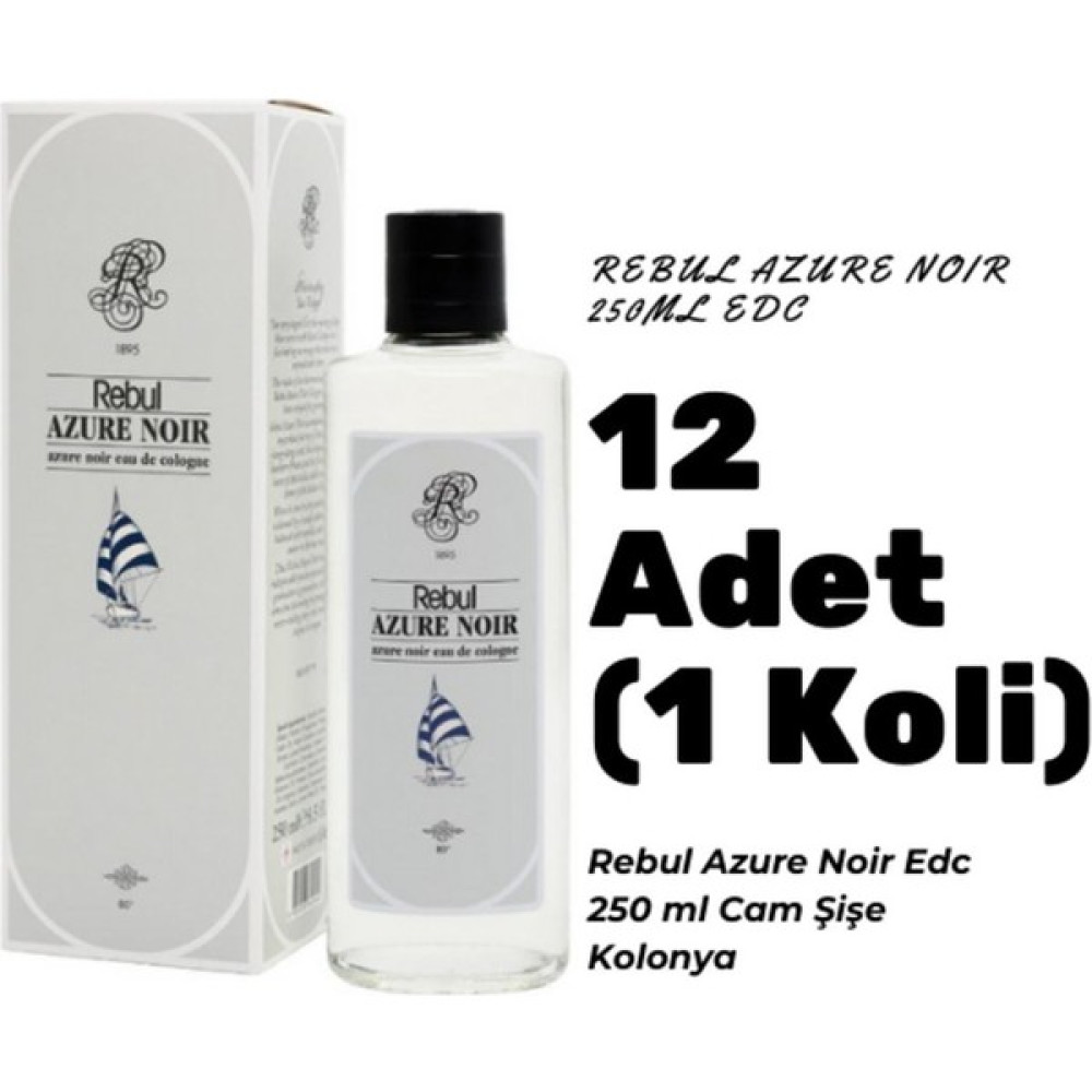 Rebul Azure Noir Edc 250ML Cam Şişeli Kolonya 12 Adet (1 Koli) - 250 ml Oto Boyaları Fiyatı