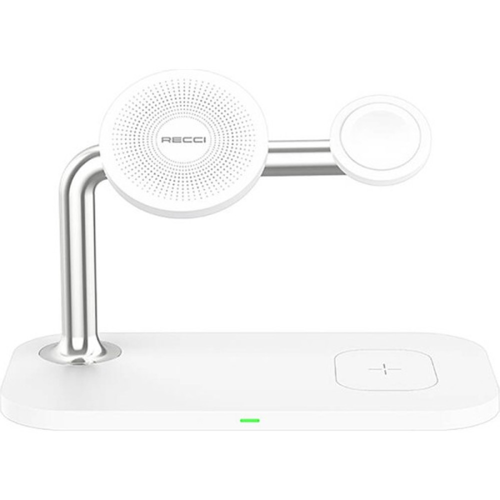 Recci Magnetik Kablosuz Şarj Standı Recci Rcw-20 Prestige Serisi 3in1 Magsafe 15W Hızlı Şarj Özellik Beyaz Cep Telefonu Şarj Cihazı Fiyatı