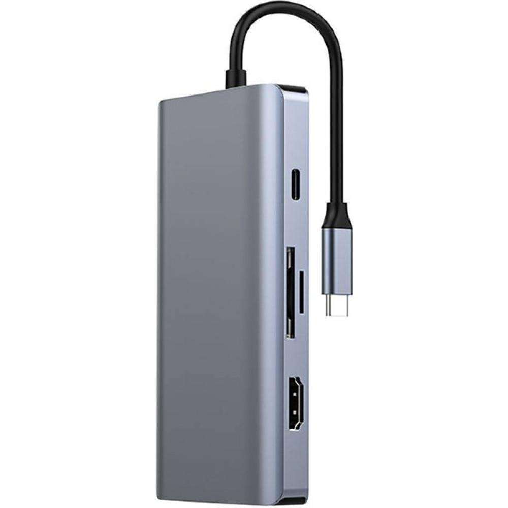 Recci RH09 Type-C To Type-C + Sd/tf + Usb3.0 + Usb2.0 + HDMI + VGA + RJ45 Bağlantılı 9in1 Hub - Gri Bilgisayar Çevirici ve Adaptörü Fiyatı