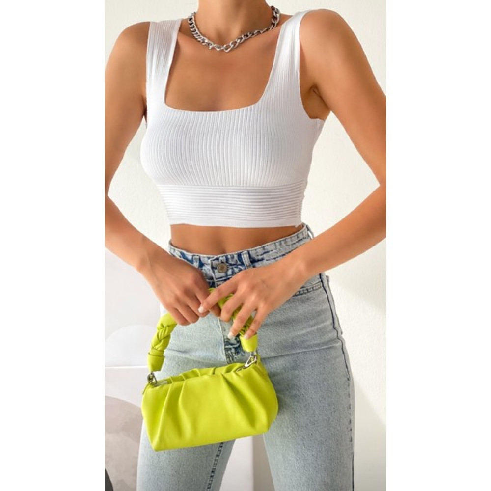 RECEP AYDIN Kalın Askılı Triko Crop Bluz Bluz Fiyatı
