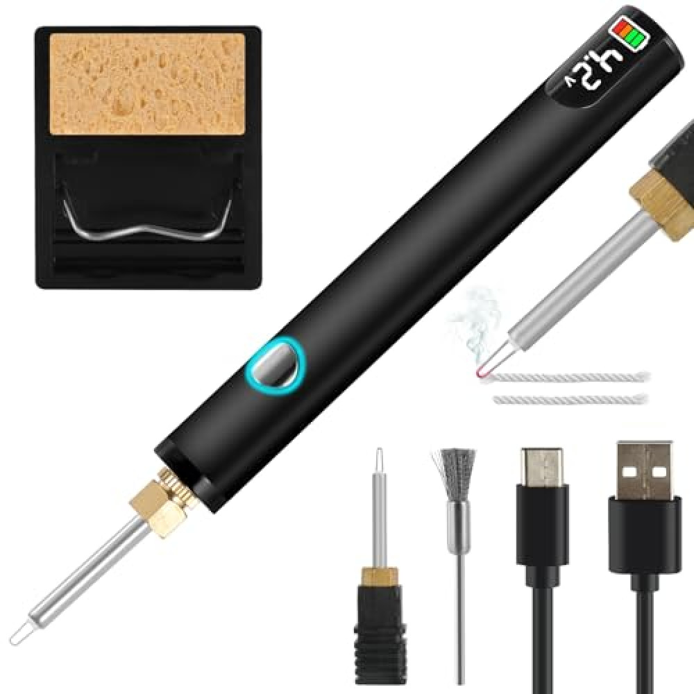 Rechargeable Thread Burner kit for Jewelry Making,Digital Thread Zapper Tool with 2 Replacement Tip,Burning Pen 3 Ajustable Temperature 330~450℃ for Beading,Leather Craft,Sewing,Weaving and Stringing