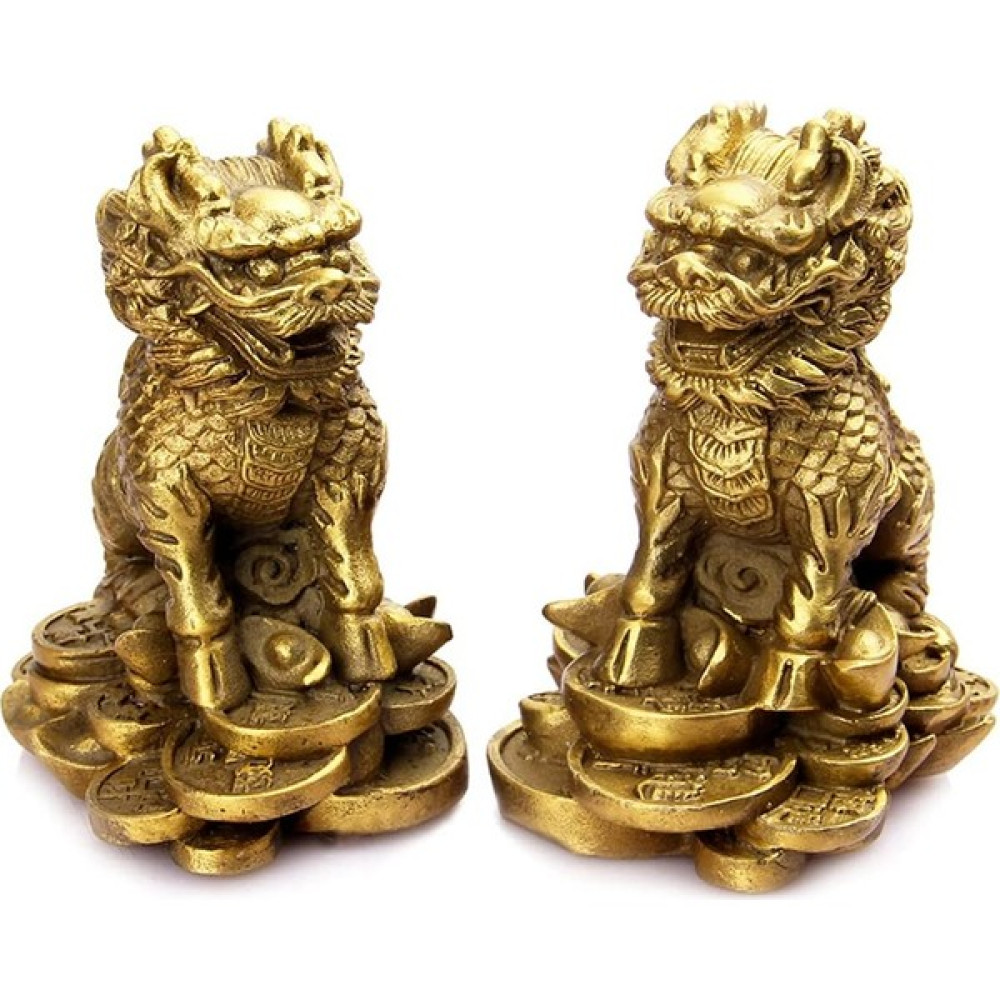 Reçine Chillin/kirin Heykeli Feng Shui Koleksiyon Ürünleri Bronz (Yurt Dışından) - masaüstü dekorasyon süsleri - 6 cm Ofis Seti Fiyatı