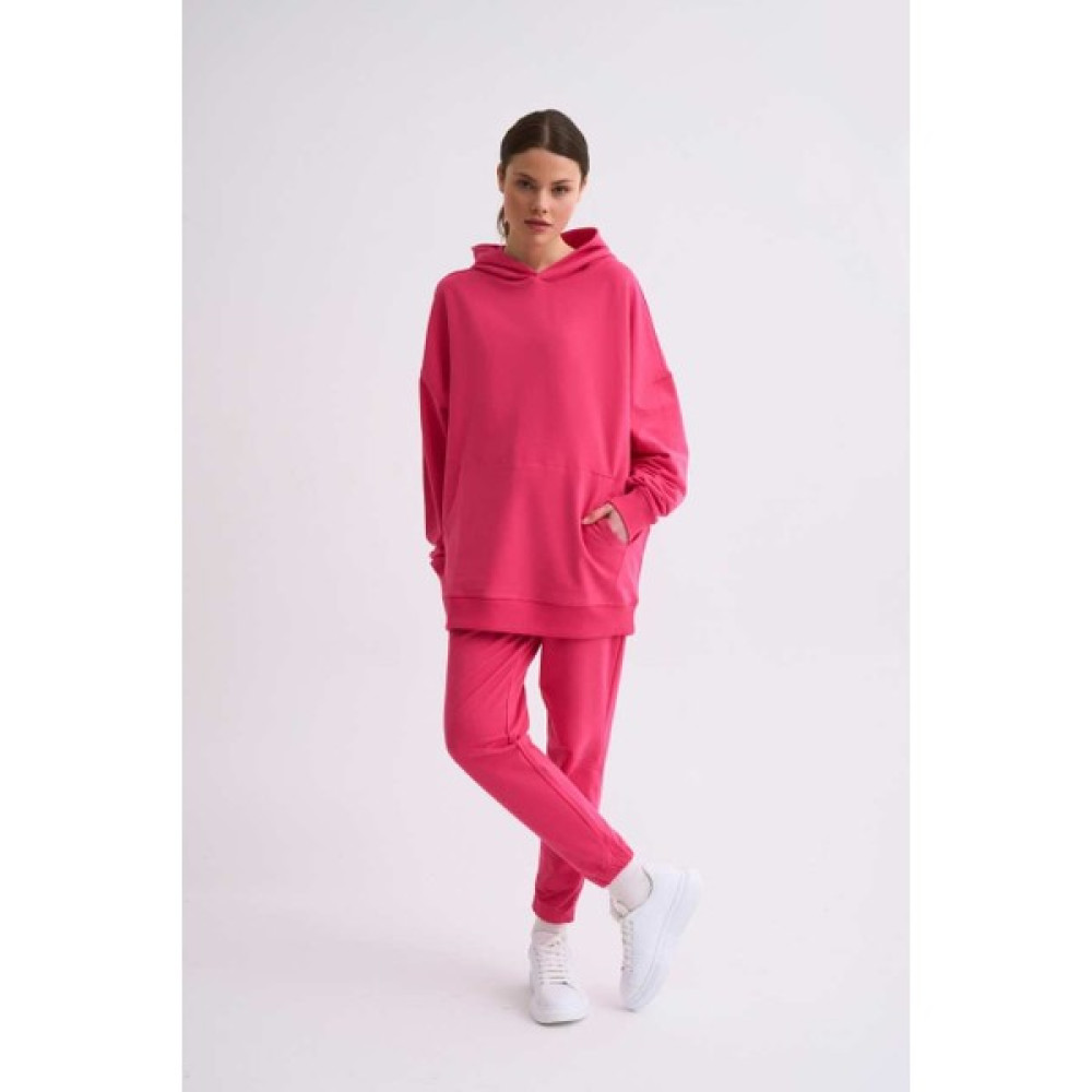 RECOLOR Organik Kapüşonlu Cepli Uzun Kollu Kadın Sweatshirt Pembe Pembe Xs Bayan Sweatshirt Fiyatı