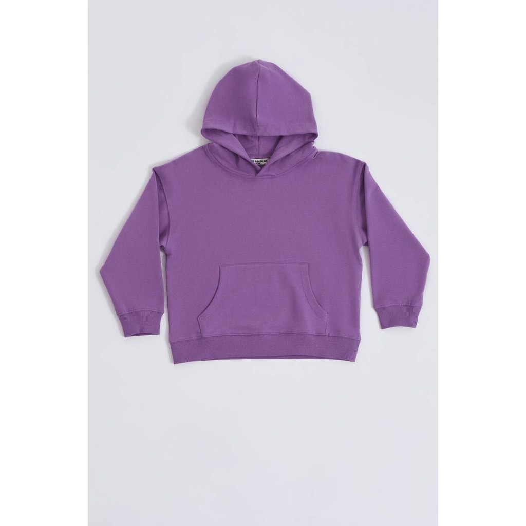 RECOLOR Organik Kapüşonlu Uzun Kollu Kız Çocuk Sweatshirt - Mor - 6-8 Giyim & İç Giyim Fiyatı