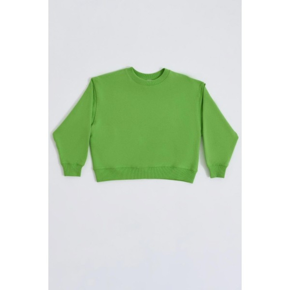 RECOLOR Organik Uzun Kollu Kız Çocuk Sweatshirt - Yeşil - 10-12 Kız Çocuk Sweatshirt Fiyatı