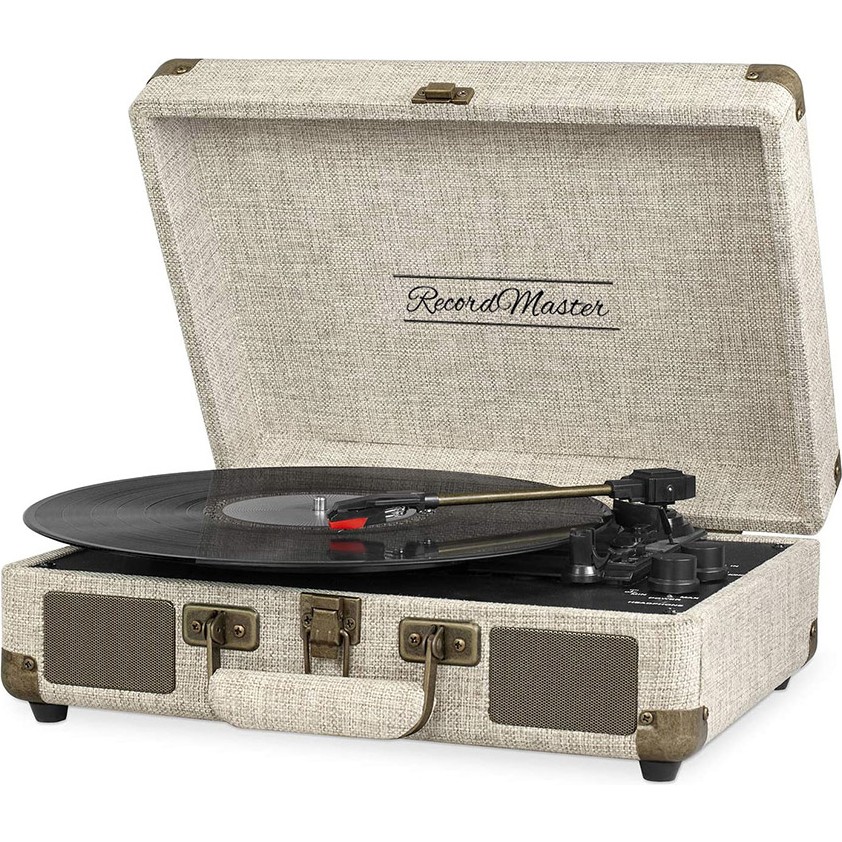 Record Master ST14012 Retro Pikap - Bej - Bluetooth ve Şarj Özellikli -Kumaş Kaplama- Tüm Plak Türlerini Çalabilme Diğer Fiyatı