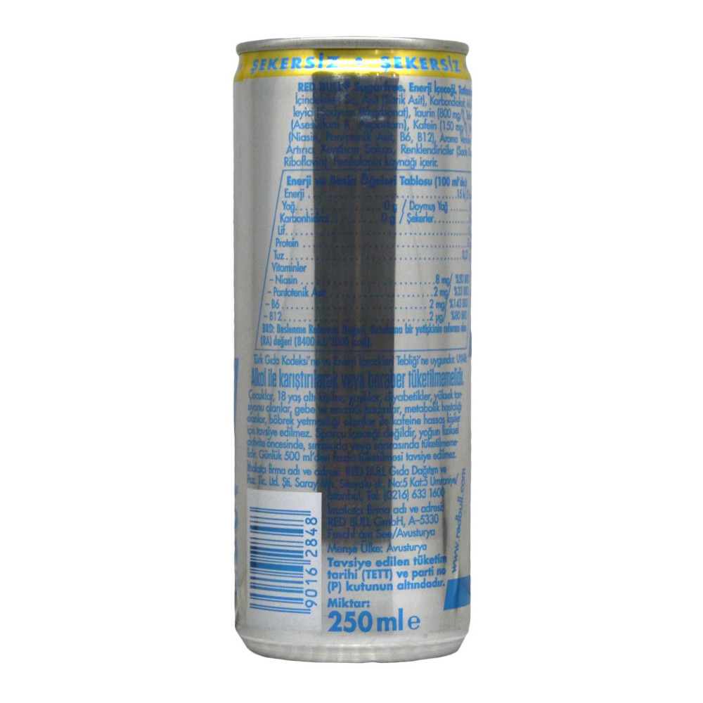Red Bull Enerji İçeceği Şekersiz 250 ml X 24'lü Paket