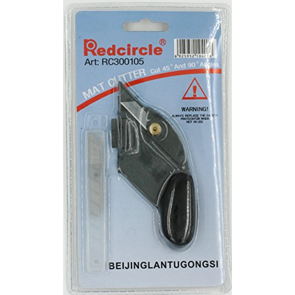 Red Circle Mat Cutter - 45&90 Angle Easy Mat Cutter with 6 Spare Blades - Cardboard, Foam, Mat Board - Black / Gray